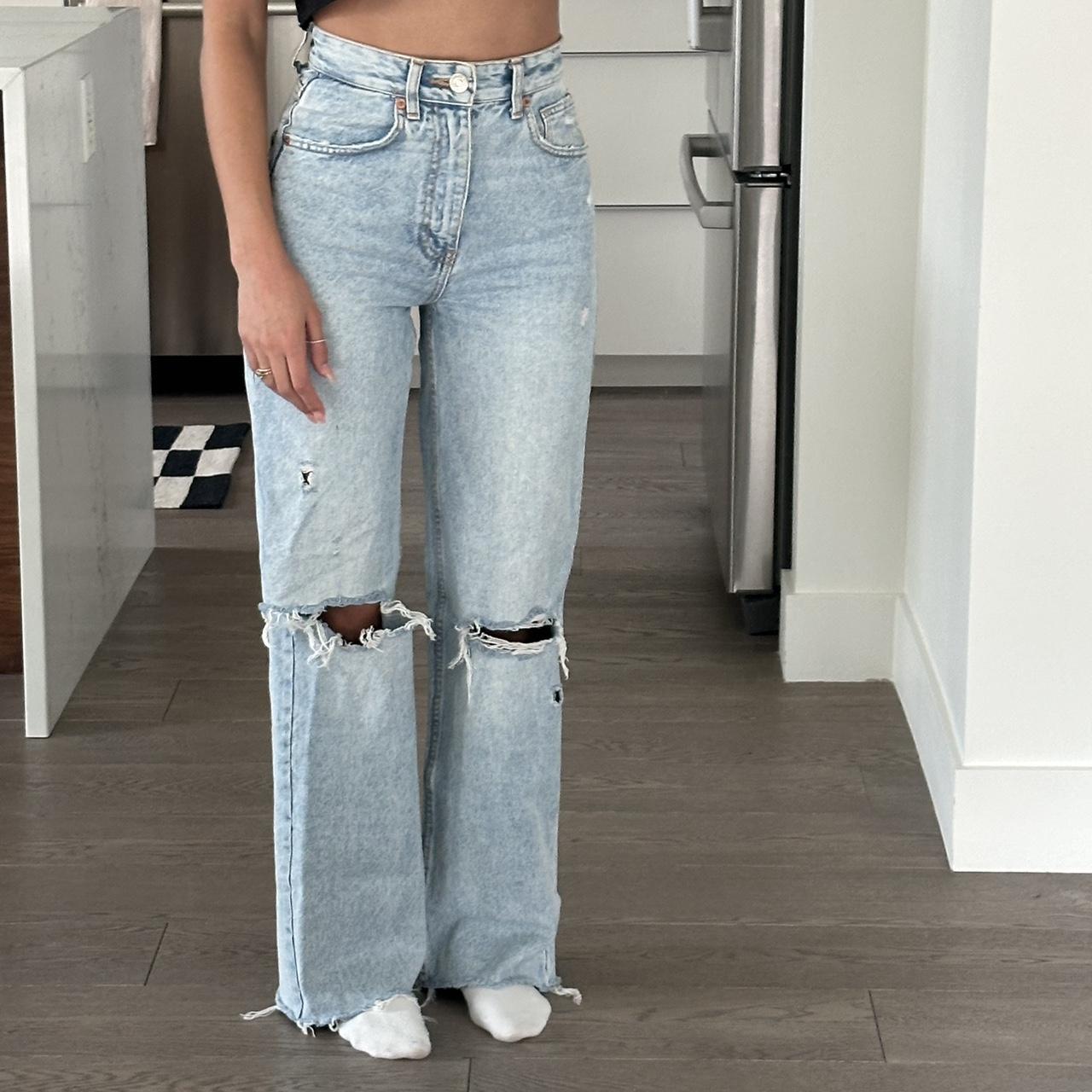 Wide leg Zara jeans I’m 5’6 for length reference... - Depop