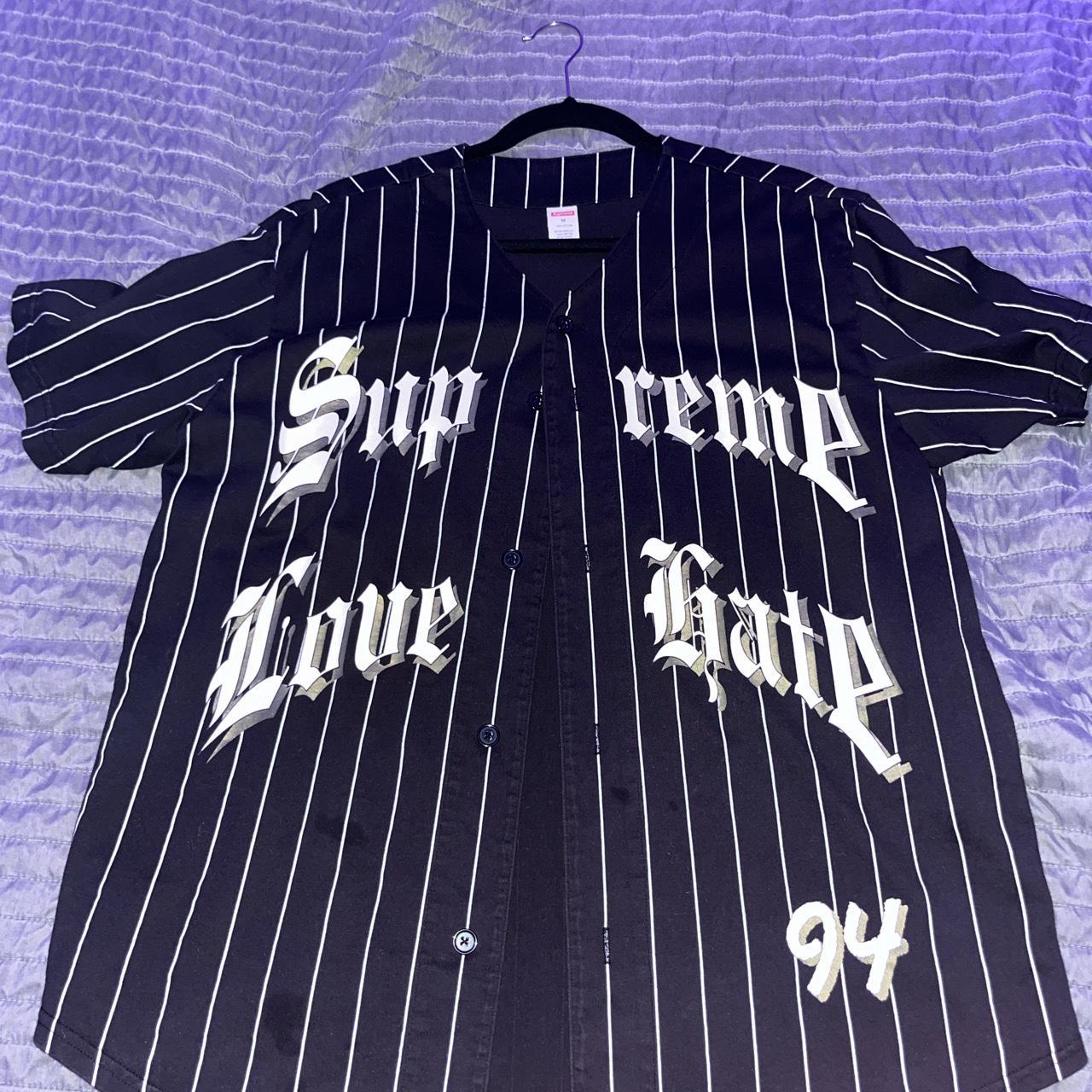 supreme nike leather baseball jersey white