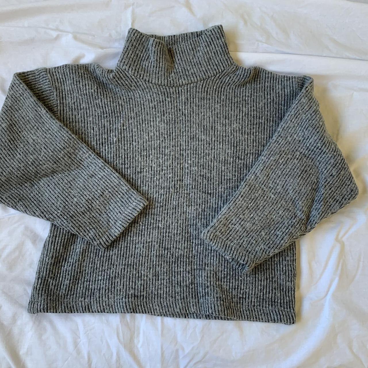 Grey Ribbed Kuwaii Sweater Size 6 - oversized -... - Depop