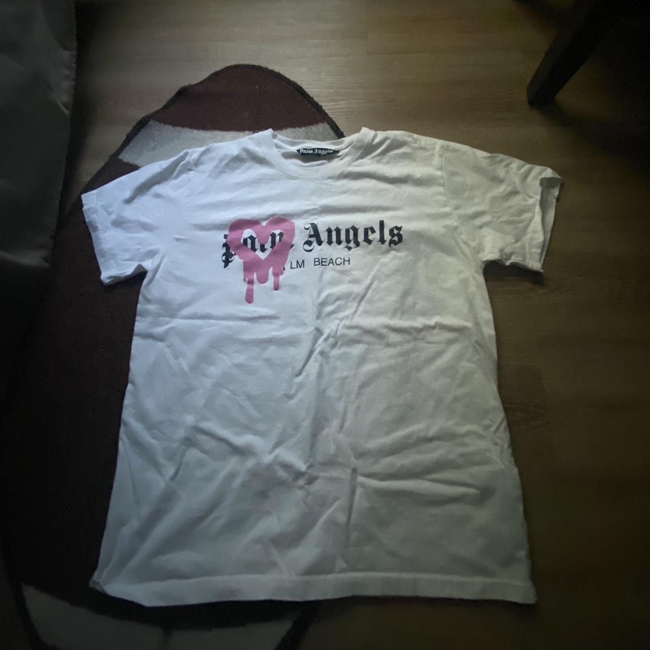 Palm Angels Palm Beach Heart Sprayed Logo T-Shirt White Men's