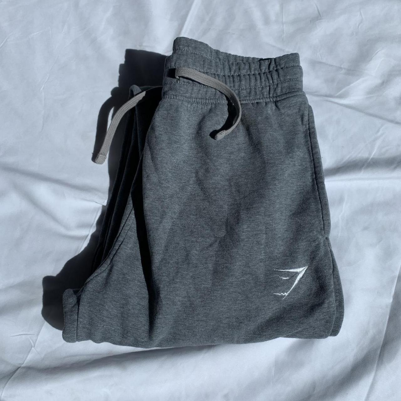 Gymshark grey sweatpants joggers with cinch waist... - Depop