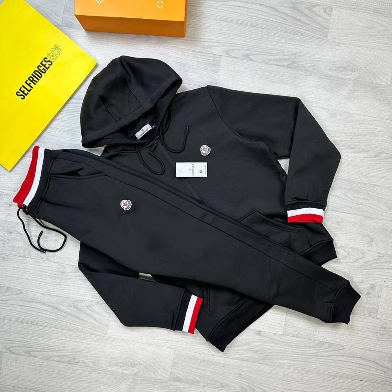 Moncler Tracksuit Grey Navy Black - Depop