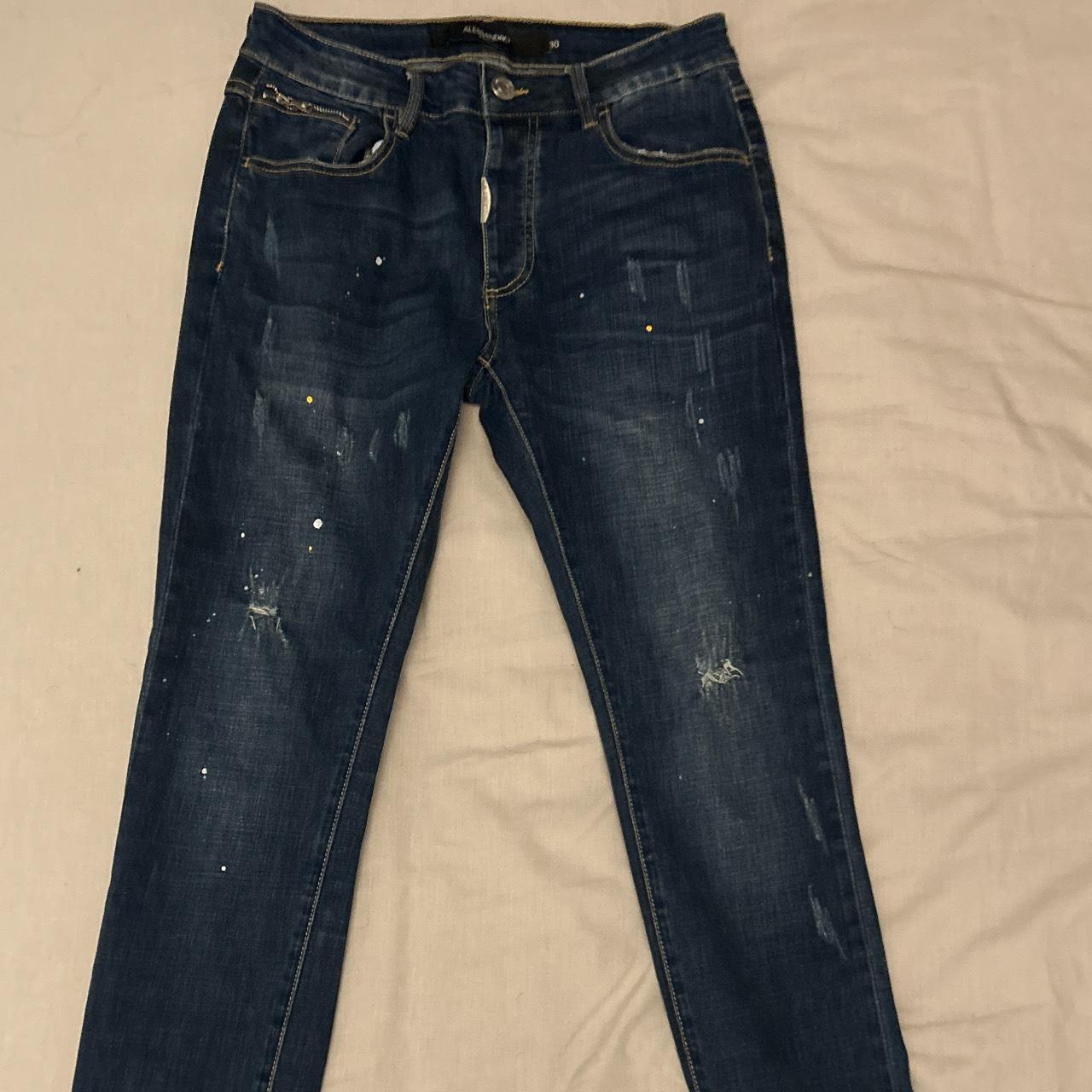 Blue Ripped/Painted Alessandro Zavetti Jeans Depop