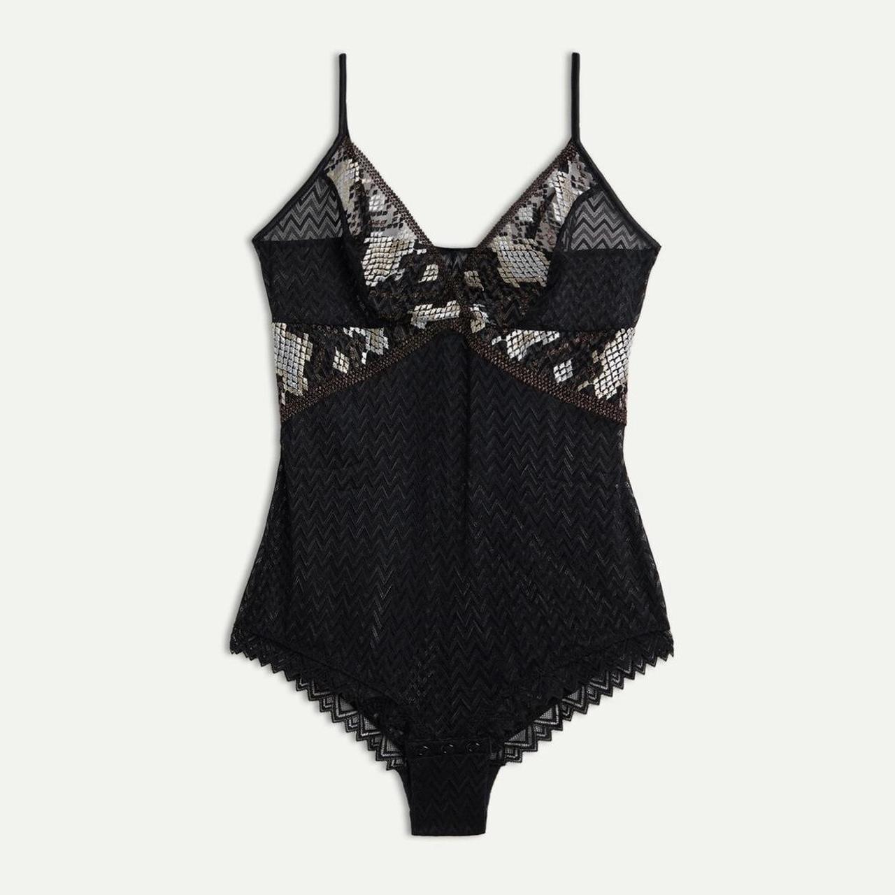 Intimissimi size small black lace bodysuit with gold