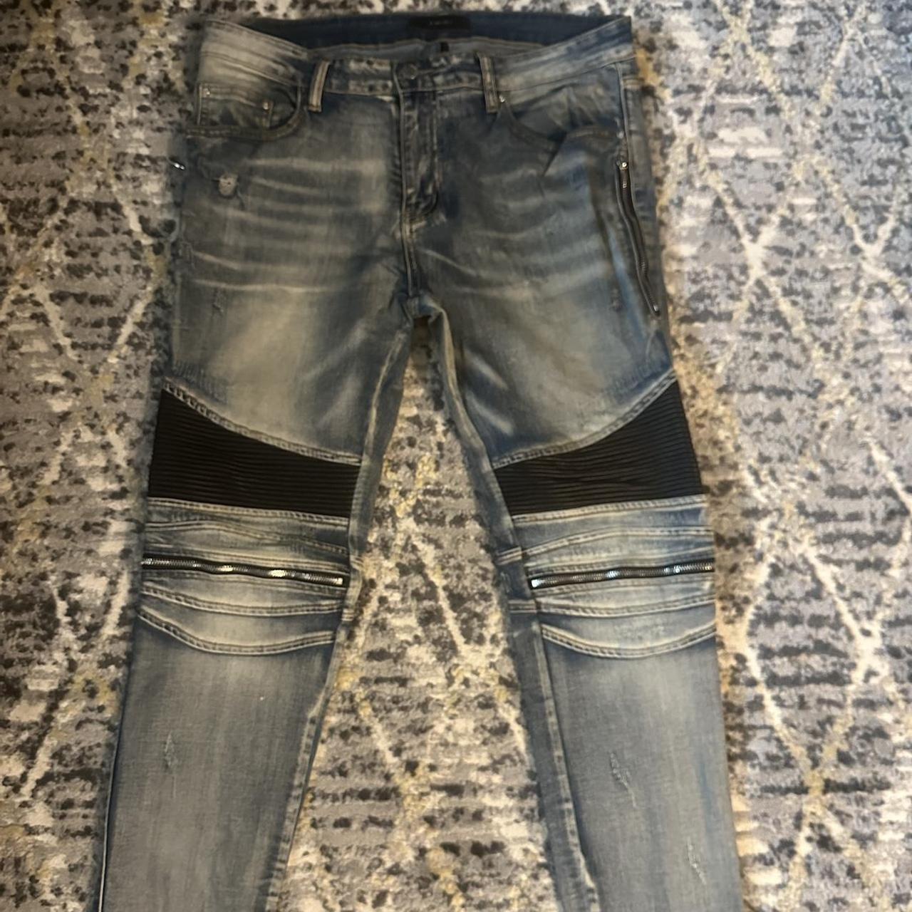 Amiri jeans moto leather ribs with side zippers size 34 - Depop