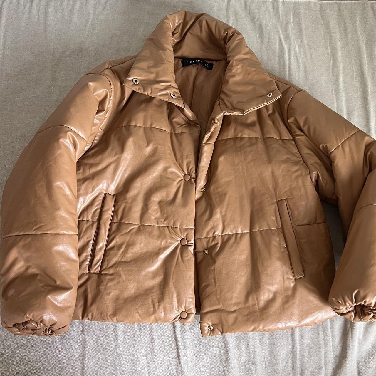 Lioness Small Talk Faux Leather Puffer Coat Depop