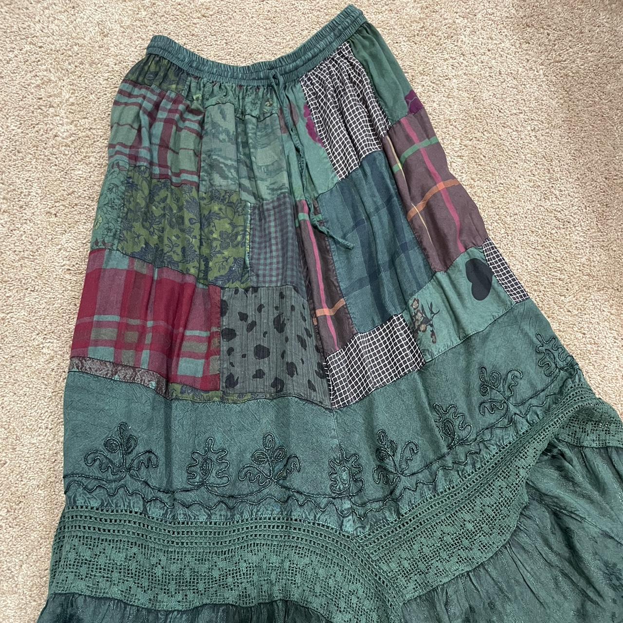 Hippy long skirt #longskirt #green #hippy - Depop