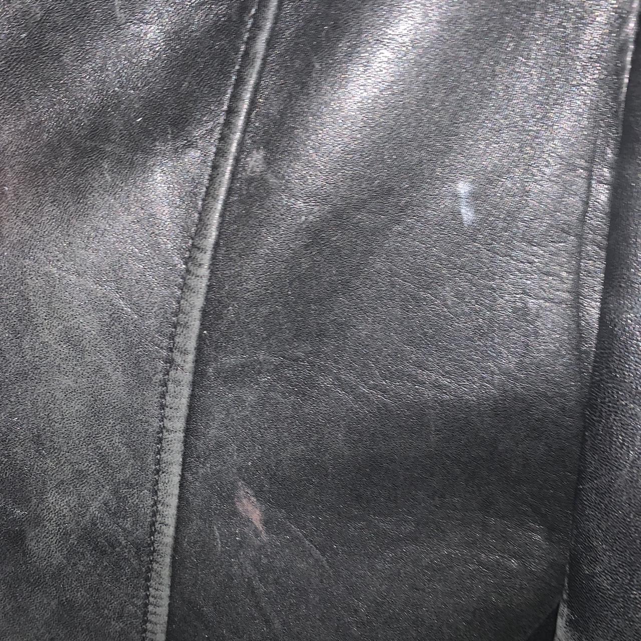 authentic designer black leather jacket! could be... - Depop