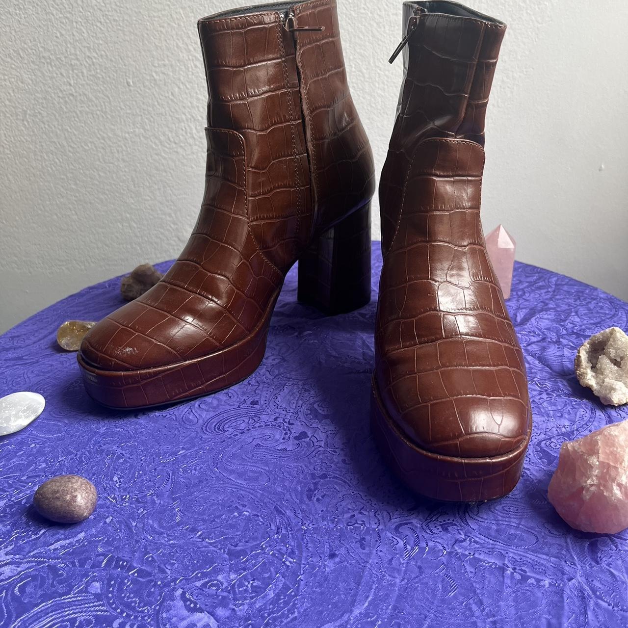 Mango Brown Croc Ankle Boots Coco Boots Mango Bottines Croco MANGO