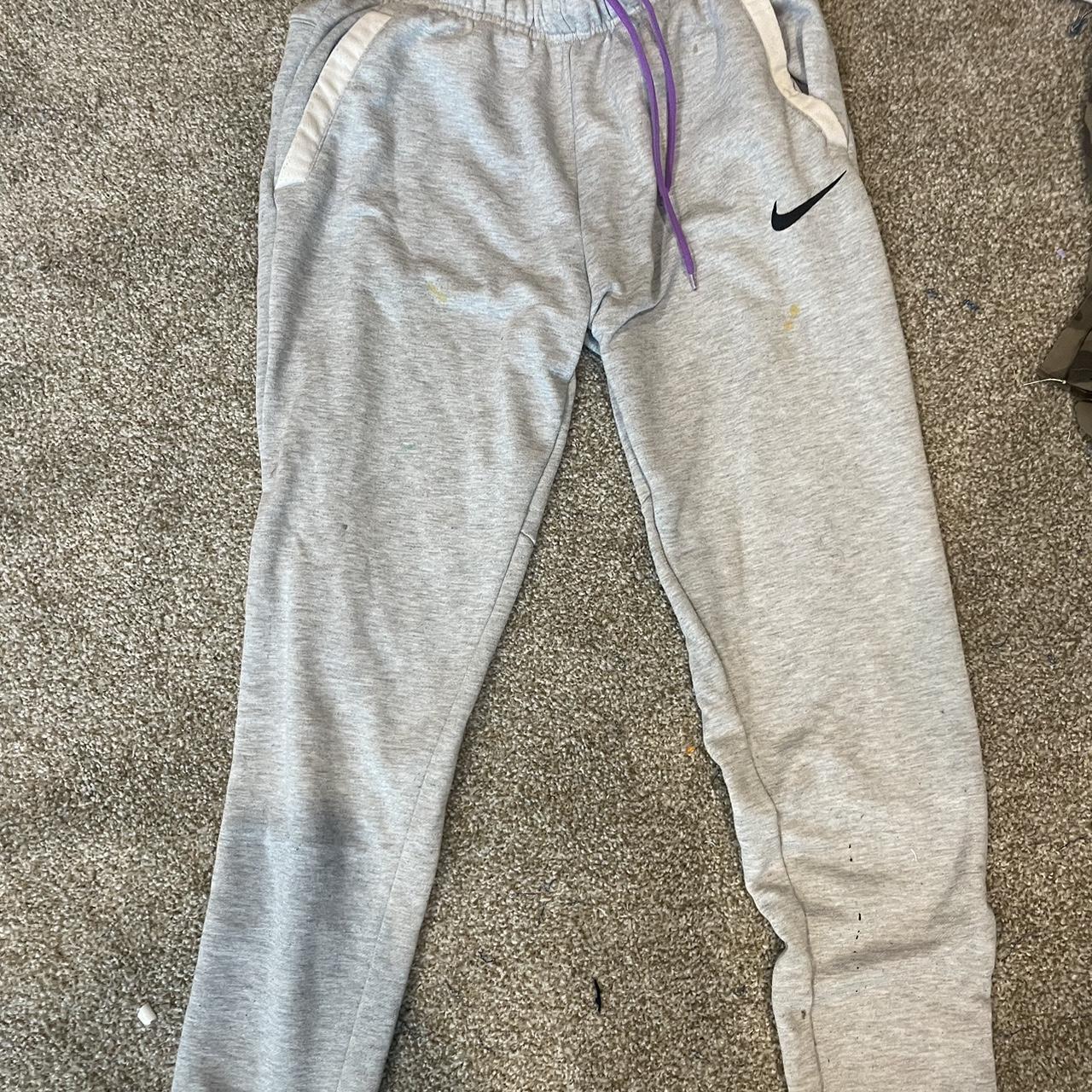 Grey Nike Sweats With Slight Staining On The Legs Depop