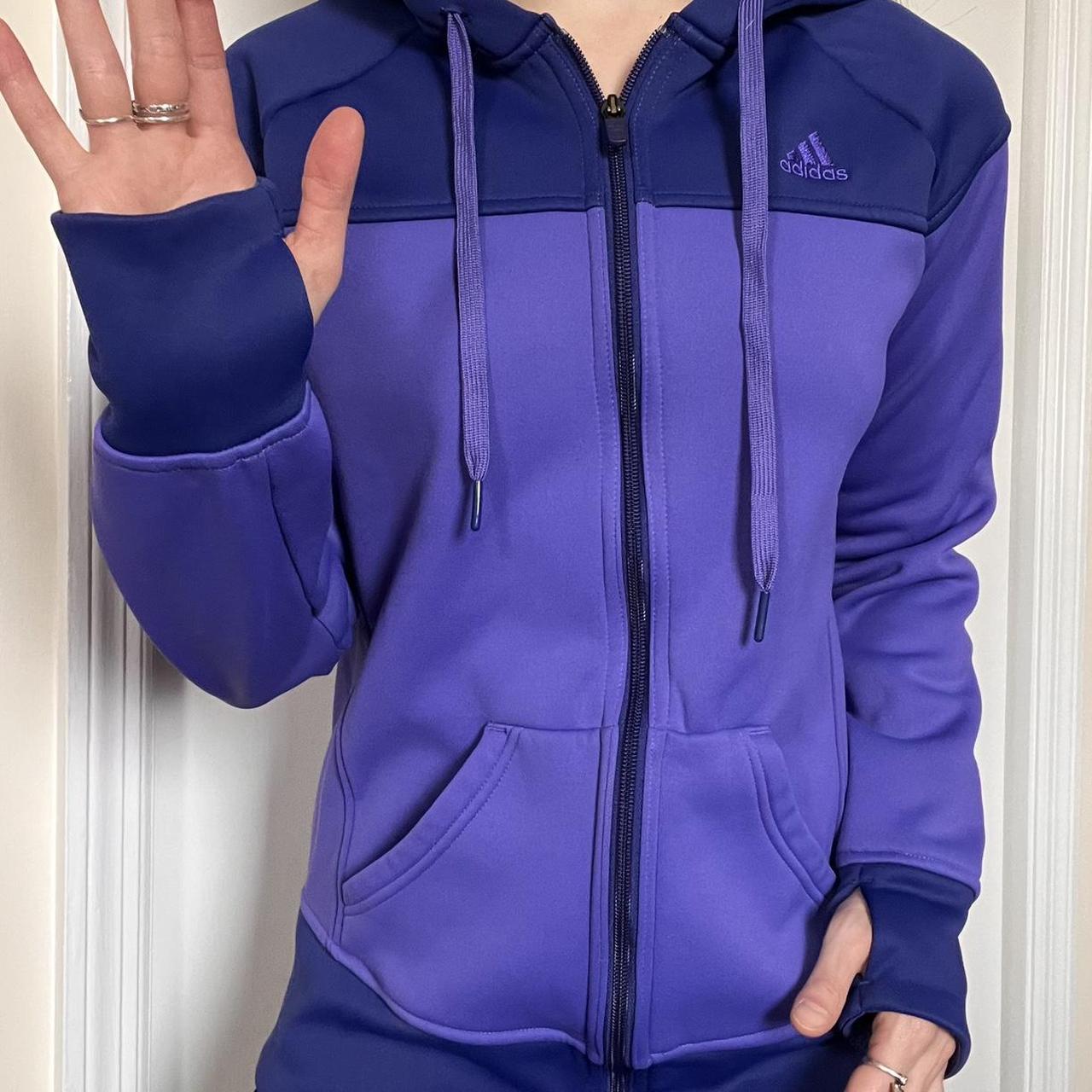 Adidas Two tone Climawarm Purple Zip up hoodie. Depop