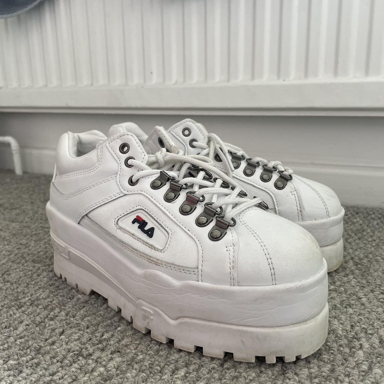 Fila white clearance trailblazer wedge trainers