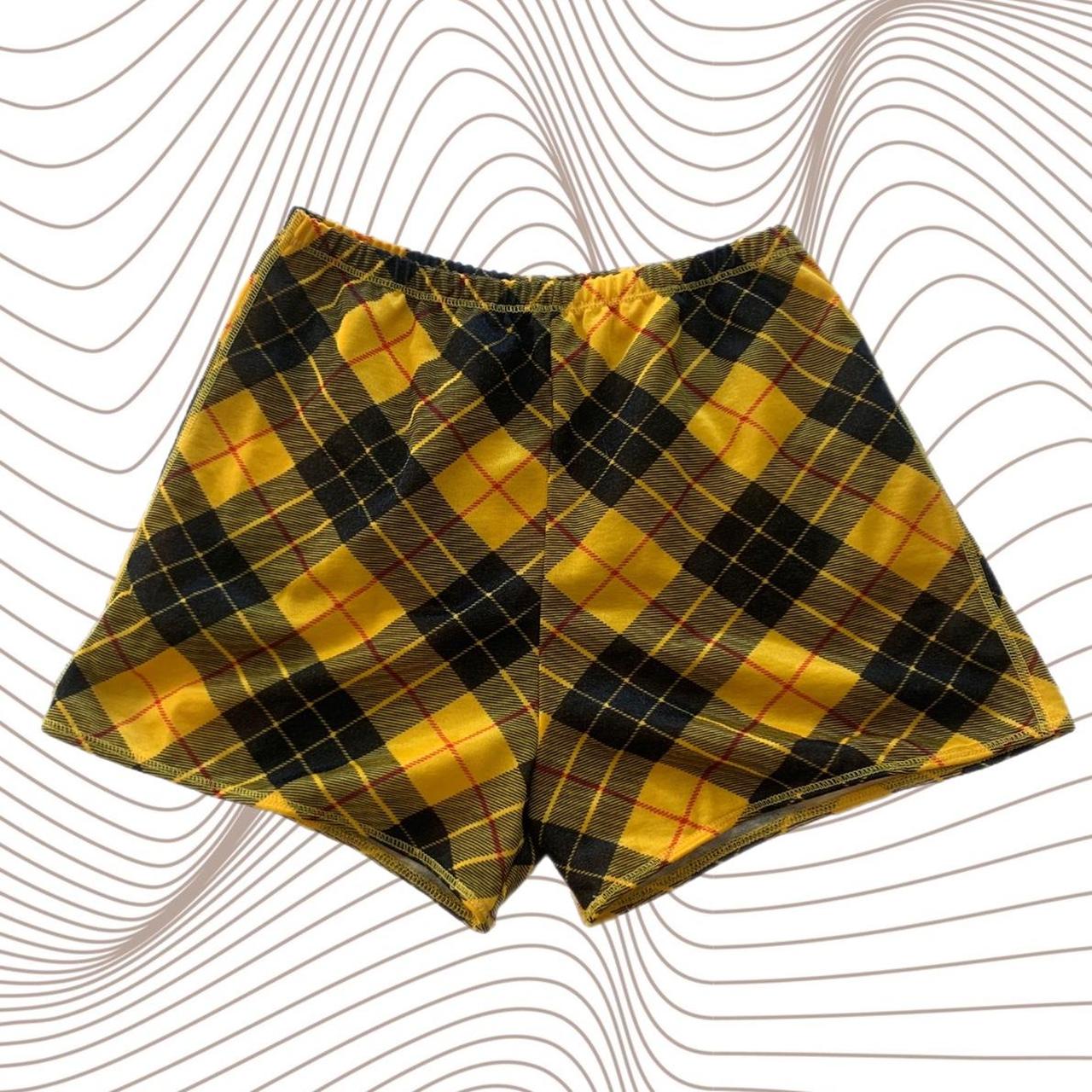 Yellow plaid 2024 shorts womens