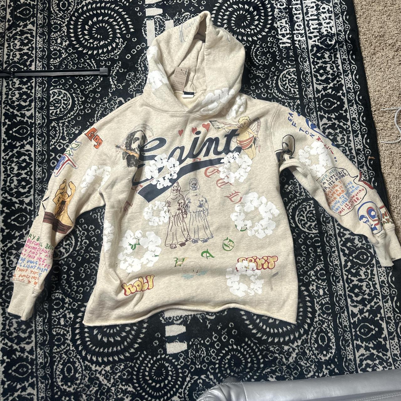 Saint Mxxxxxx x Denim Tears Graffiti Hoodie Small... - Depop