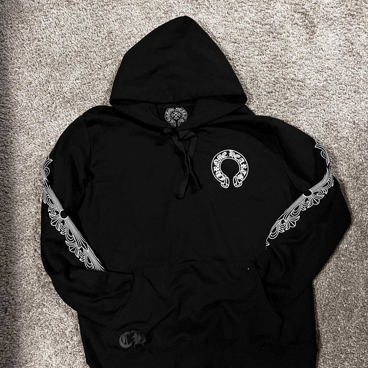 Chrome Hearts Horseshoe Floral Zip Up Hoodie Black