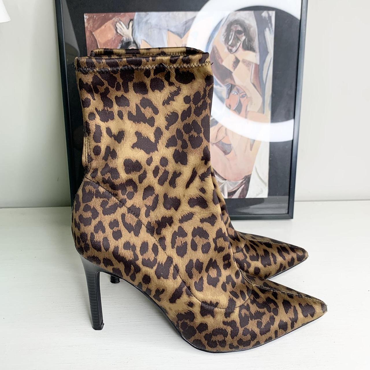 H&M leopard print sock boots Stiletto heel and... Depop