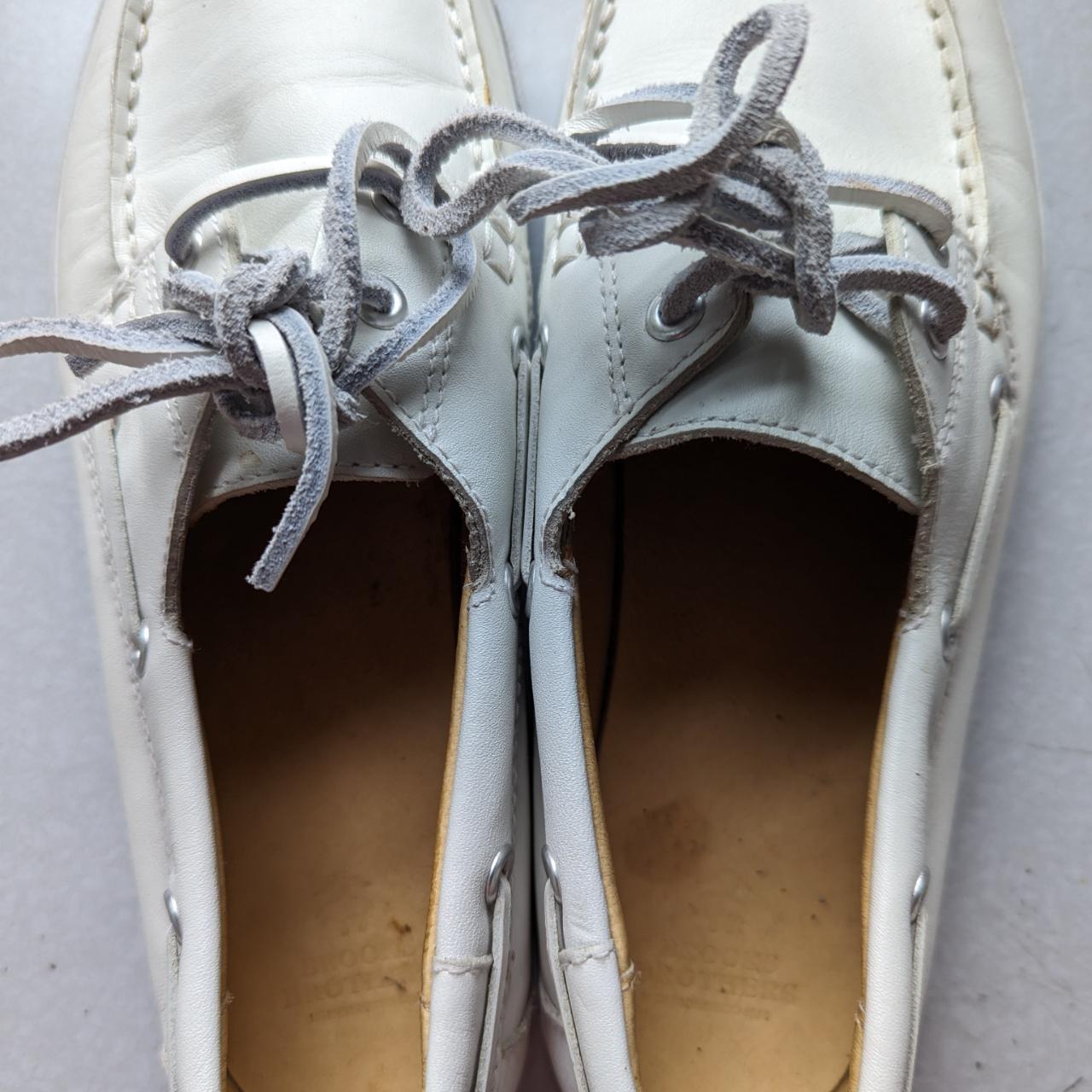 White leather boat shoes Brooks Brothers, size 9D Depop