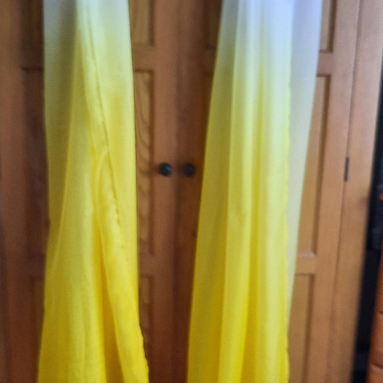 Pair Of Yellow Sheer Voile Curtain Panels ~ Eyelet Depop 5459