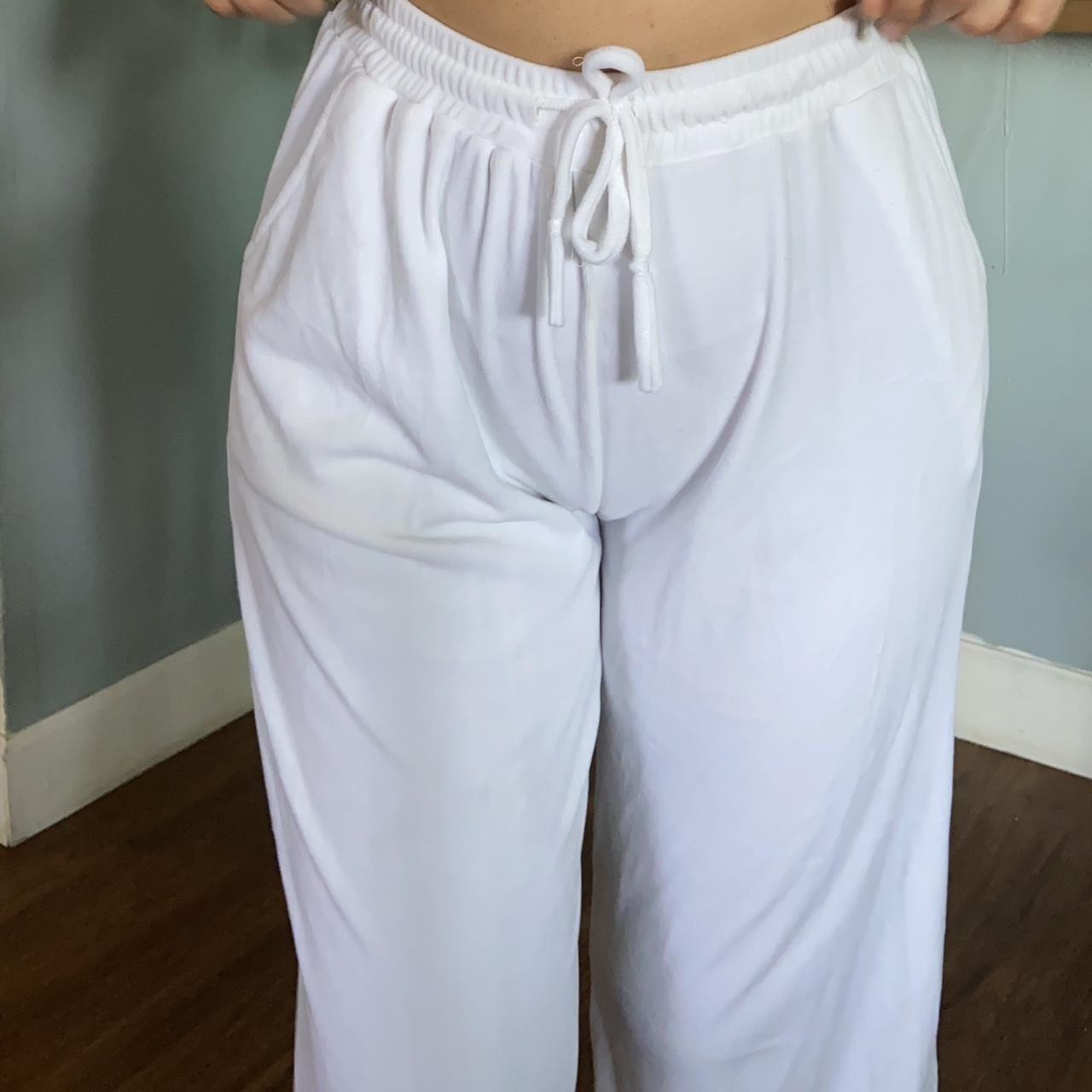 Small white wide leg sweatpants , amazing for sleep, - Depop