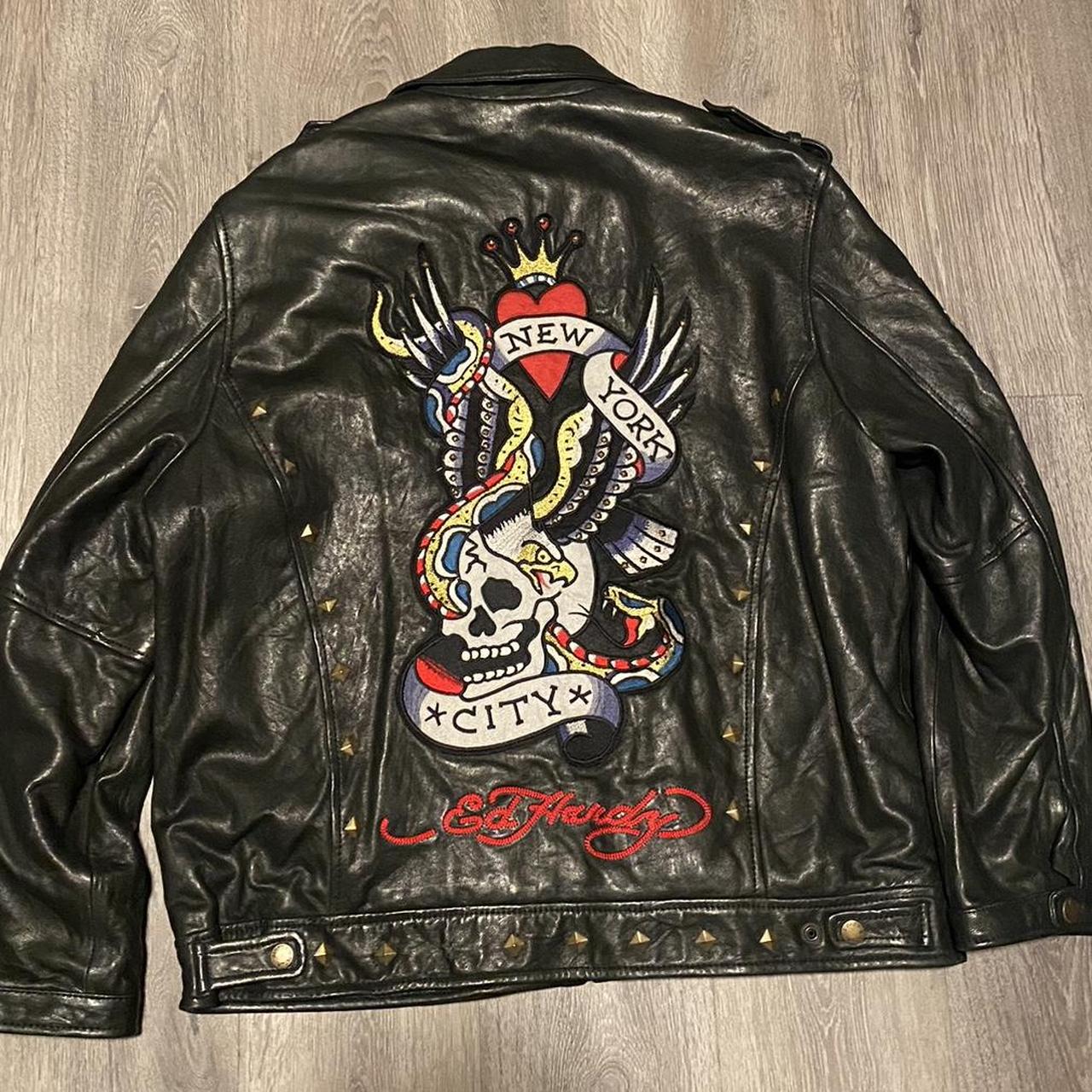 Vintage Ed Hardy by Avirex New York City leather... - Depop