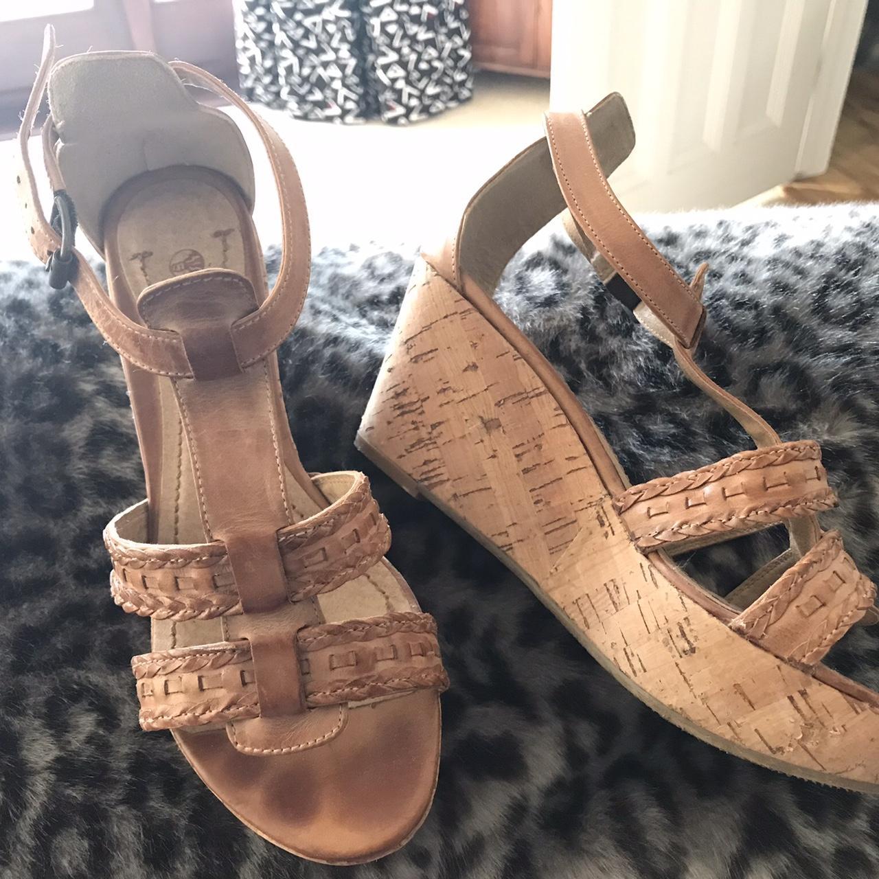 Wedged fat face sandals. Size 37 cork heel. - Depop