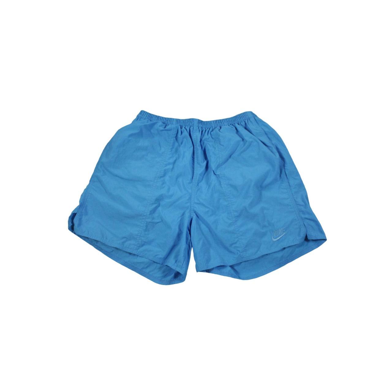 Vintage 90s Nike Baby Blue Swoosh Athletic Shorts... - Depop