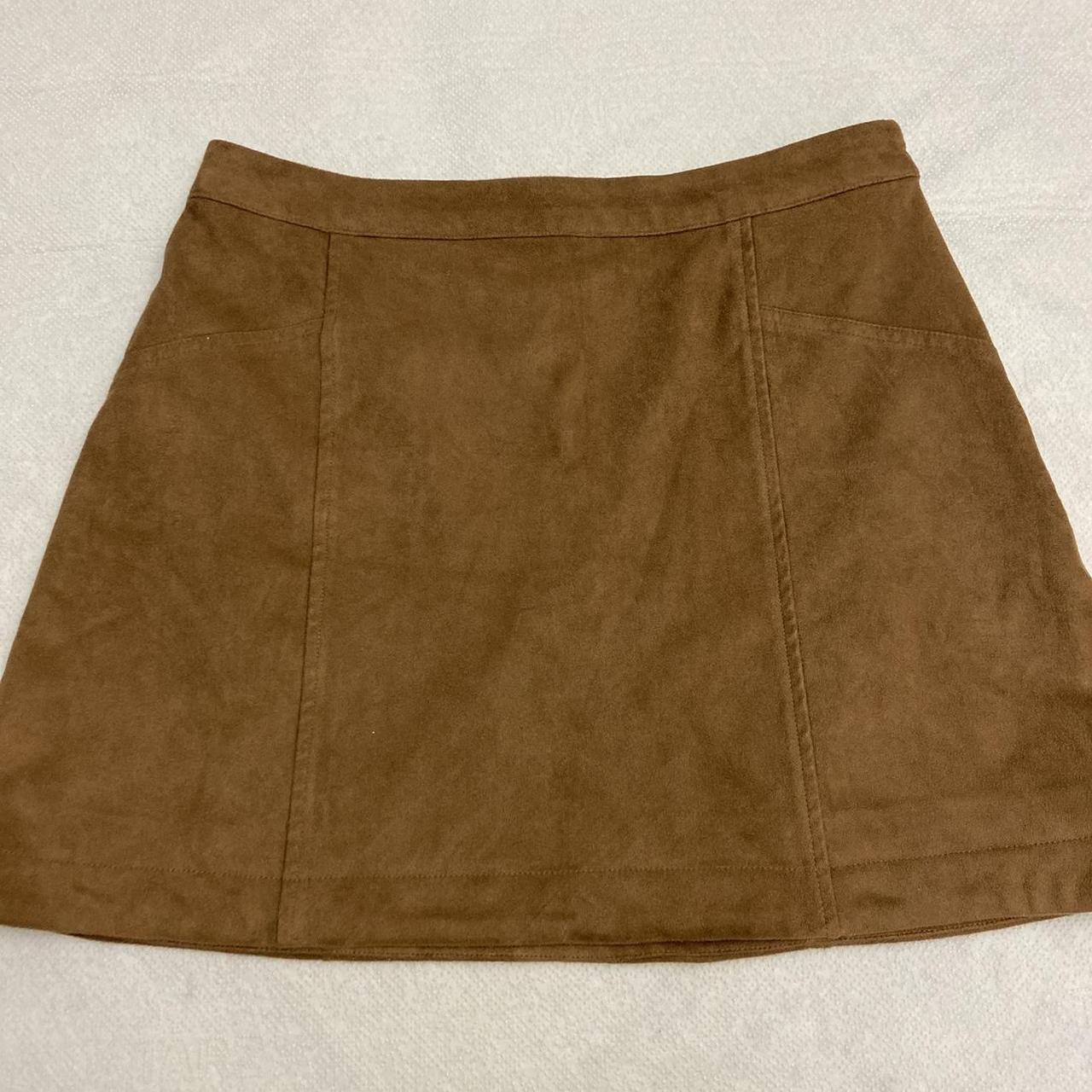 Abercrombie Fitch Faux Suede Brown Skirt Depop