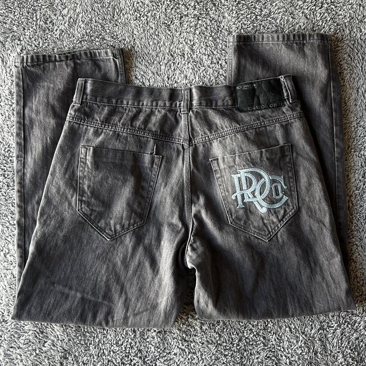 Insane ultra baggy rocawear pants with affliction... - Depop