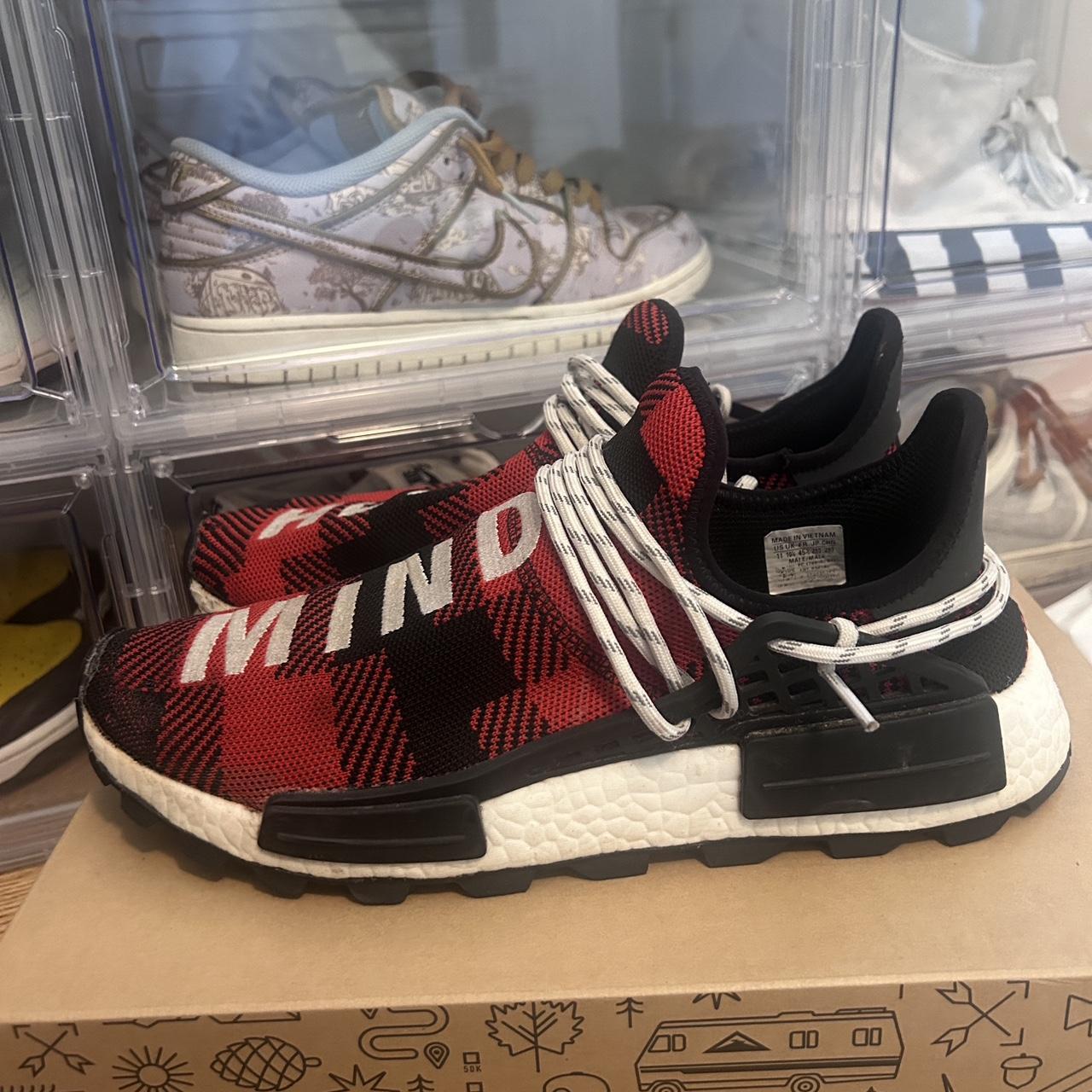 Adidas Pharrell BBC NM Human Race Red Plaid Size. Depop