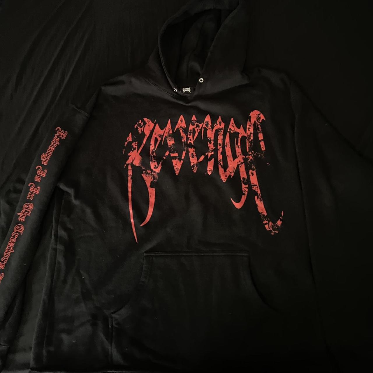 Revenge Men's Red and Black Hoodie | Depop