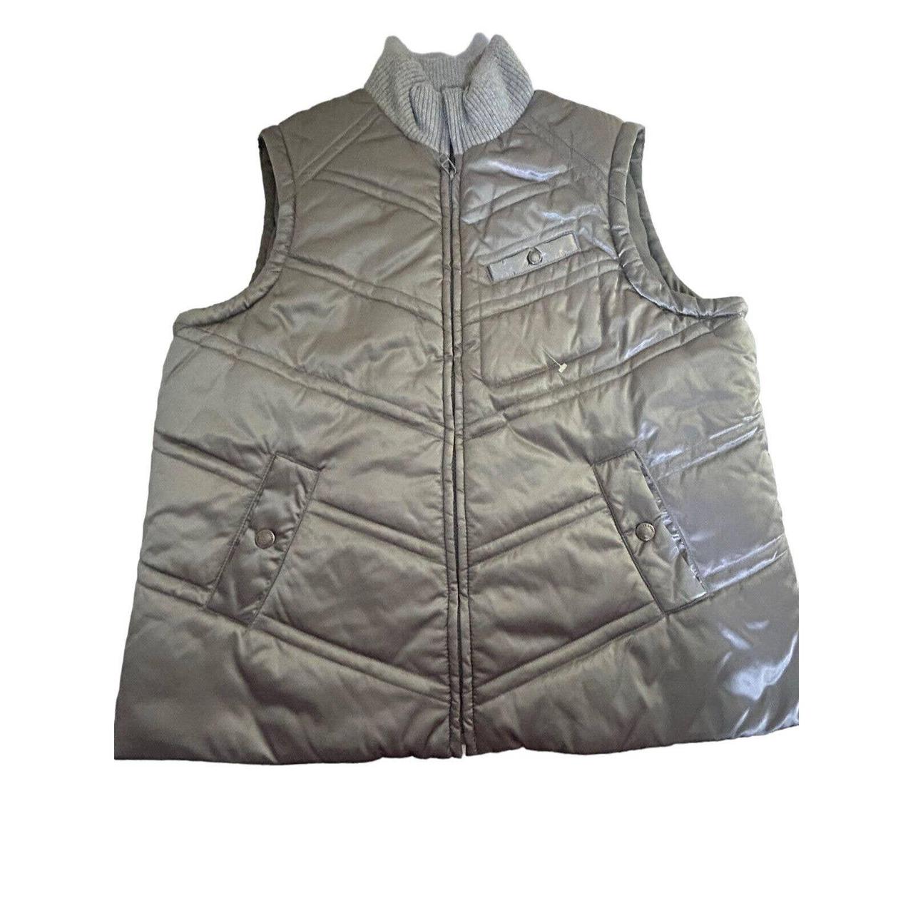 Jones New York Puffer Vest Shiny Silver/ Gray... - Depop