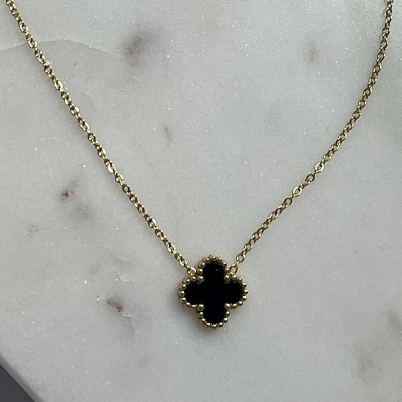 Van cleef black hot sale clover necklace