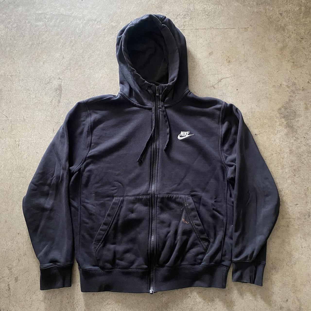 Essential black Nike zip up hoodie, only flaw shown... - Depop