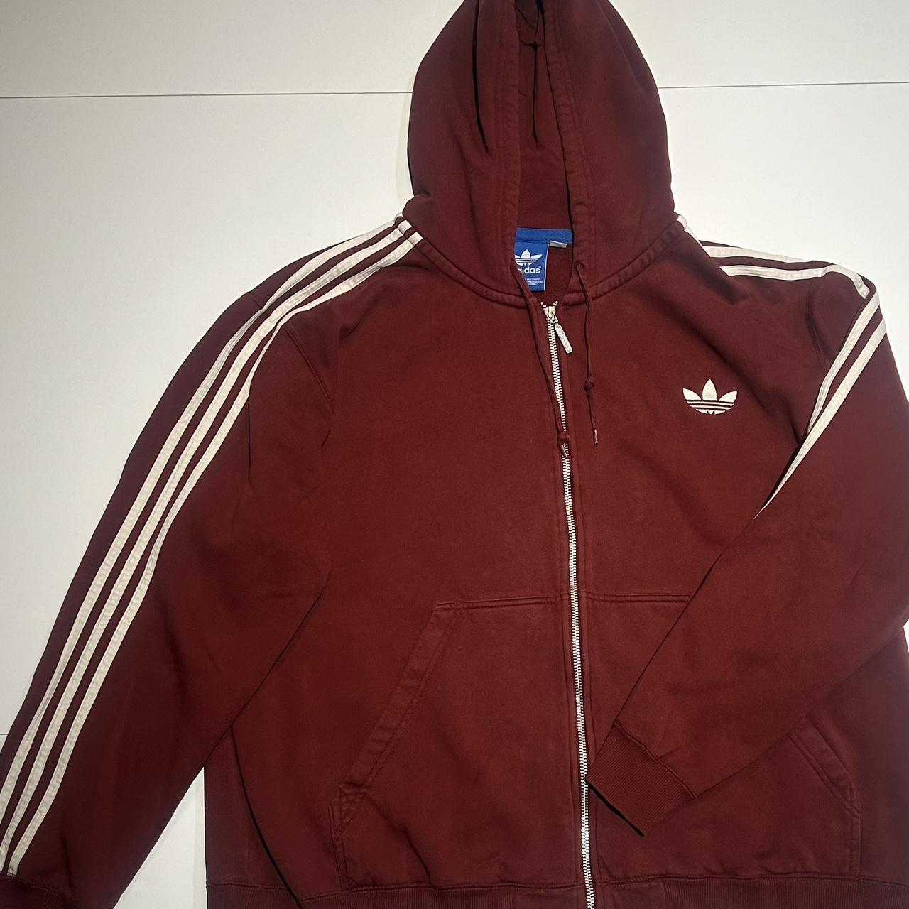 Burgundy adidas zip up hoodie best sale