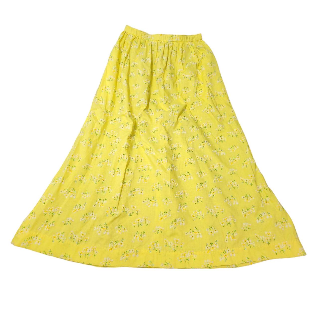 Vintage Handmade Skirt Yellow Floral Peasant Prairie. Depop