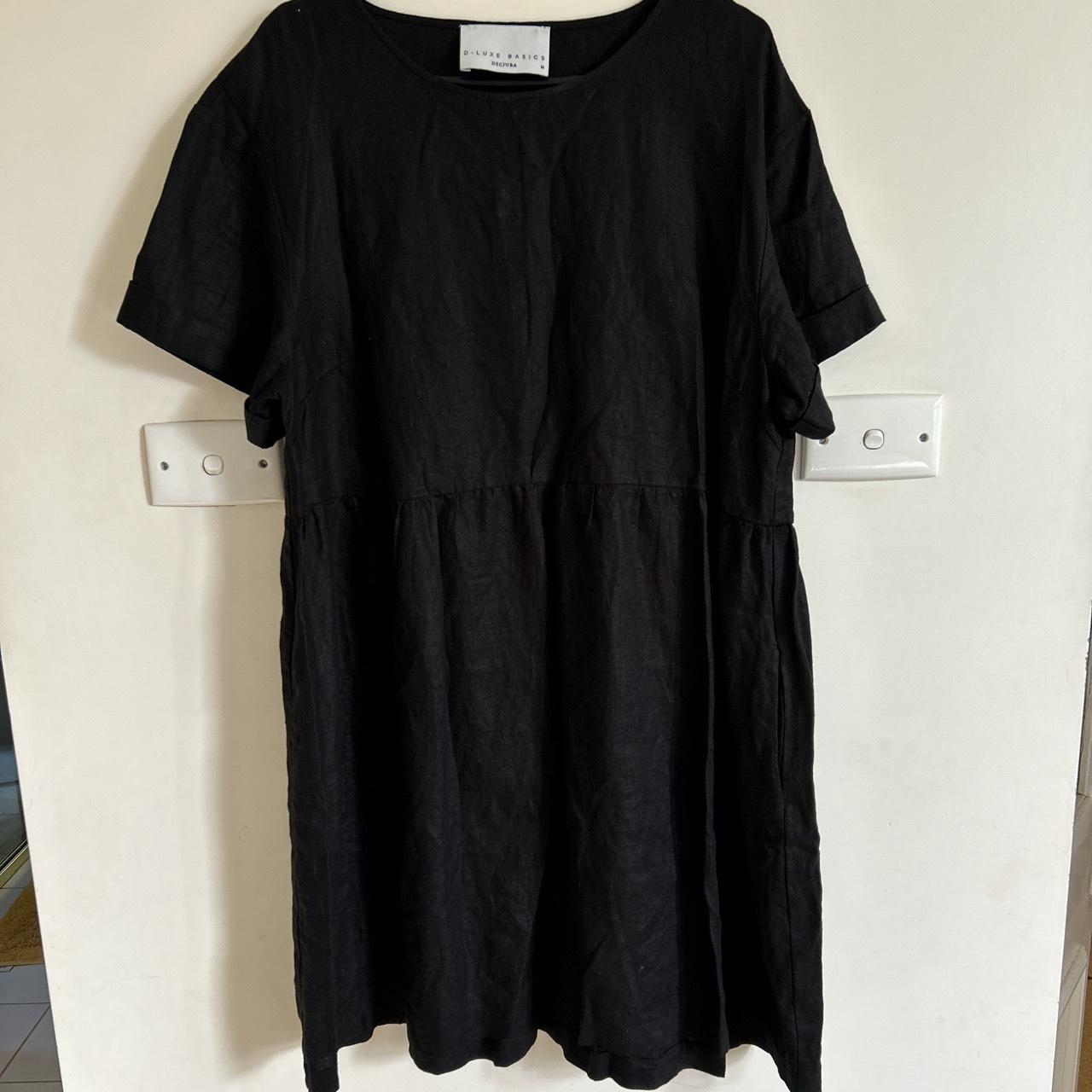 Decjuba linen dress Black Size M Pockets and rolled... Depop