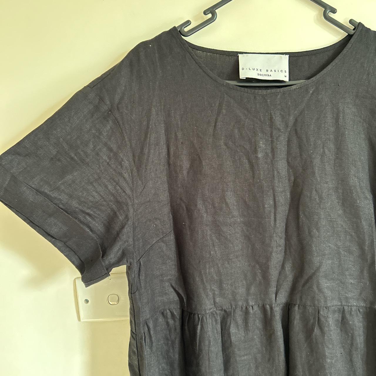 Decjuba linen dress Black Size M Pockets and rolled... Depop