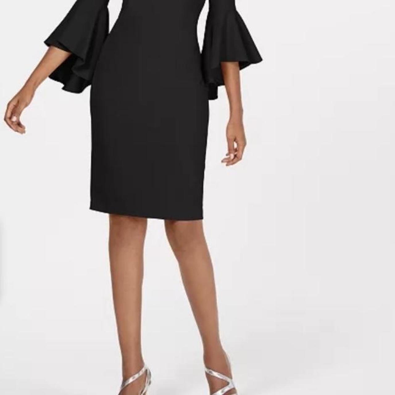 Calvin klein black dress with bell sleeves best sale