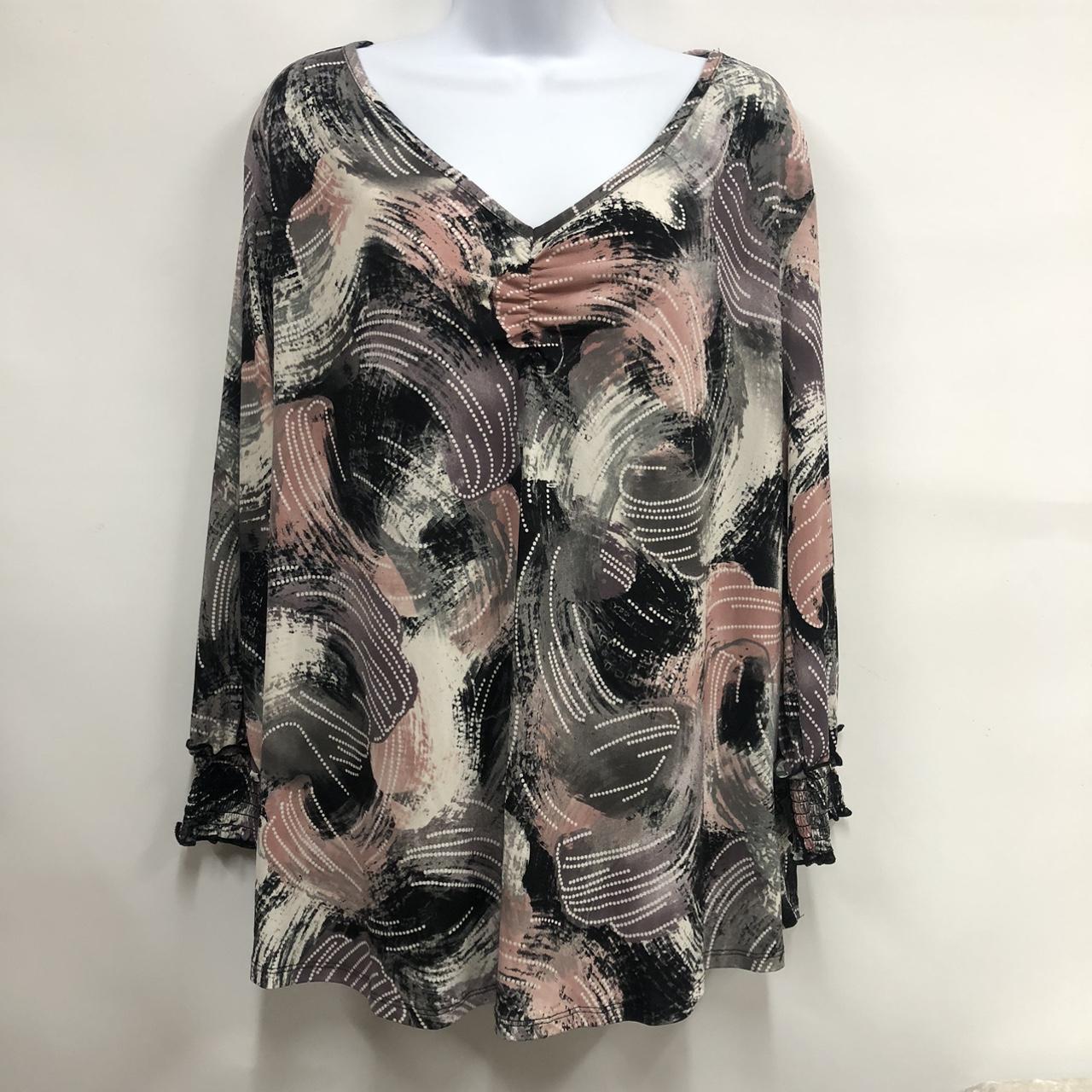 Est 1946 Women’s XL blouse watercolor abstract print... - Depop