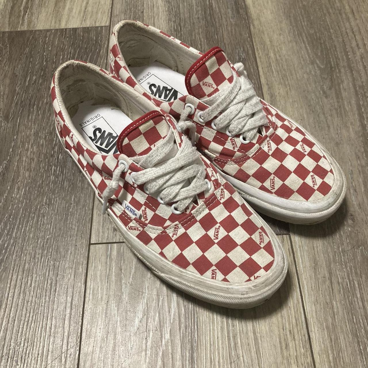 Red checkerboard cheap vans authentic