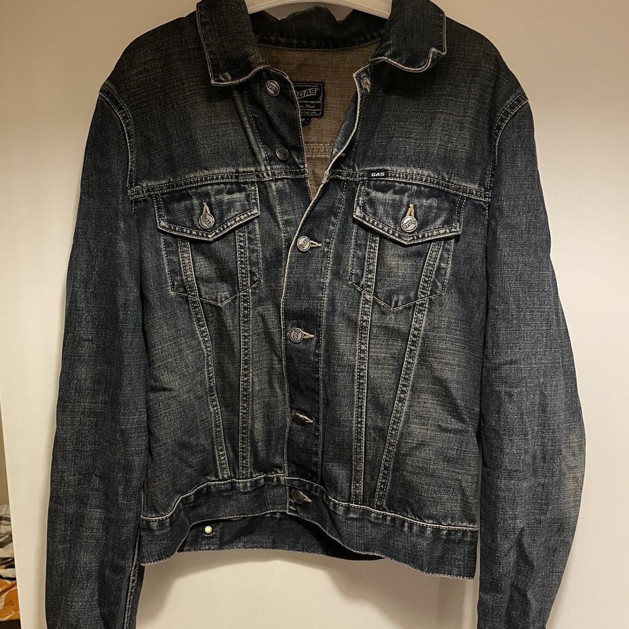 Large Mens Blue Denim Jacket, Gas. Size Large But - Depop