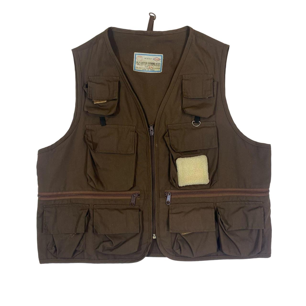 Vintage 80s fishing vest brown tactical cargo - Depop