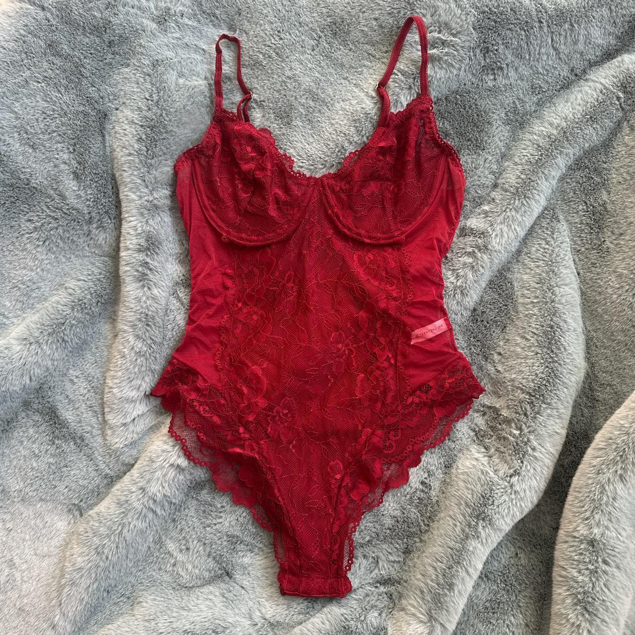 💌 Kat the Label 💌 Elodie bodysuit in Crimson in size... - Depop