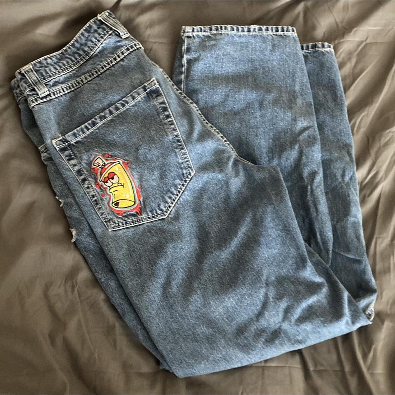 Sick spray paint can embroidery baggy jeans🔥🔥 A few... - Depop