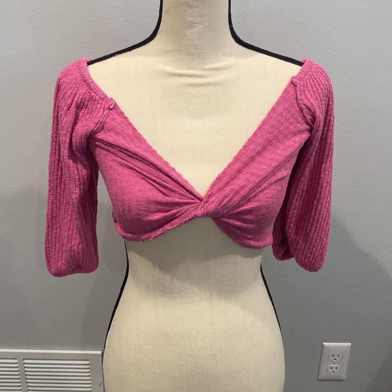 Hot Pink Twist Crop Top From Urban Depop