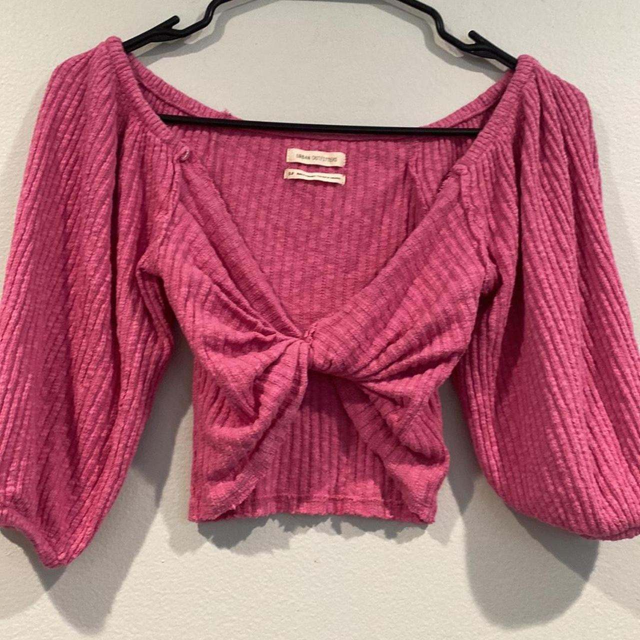 Hot Pink Twist Crop Top From Urban Depop