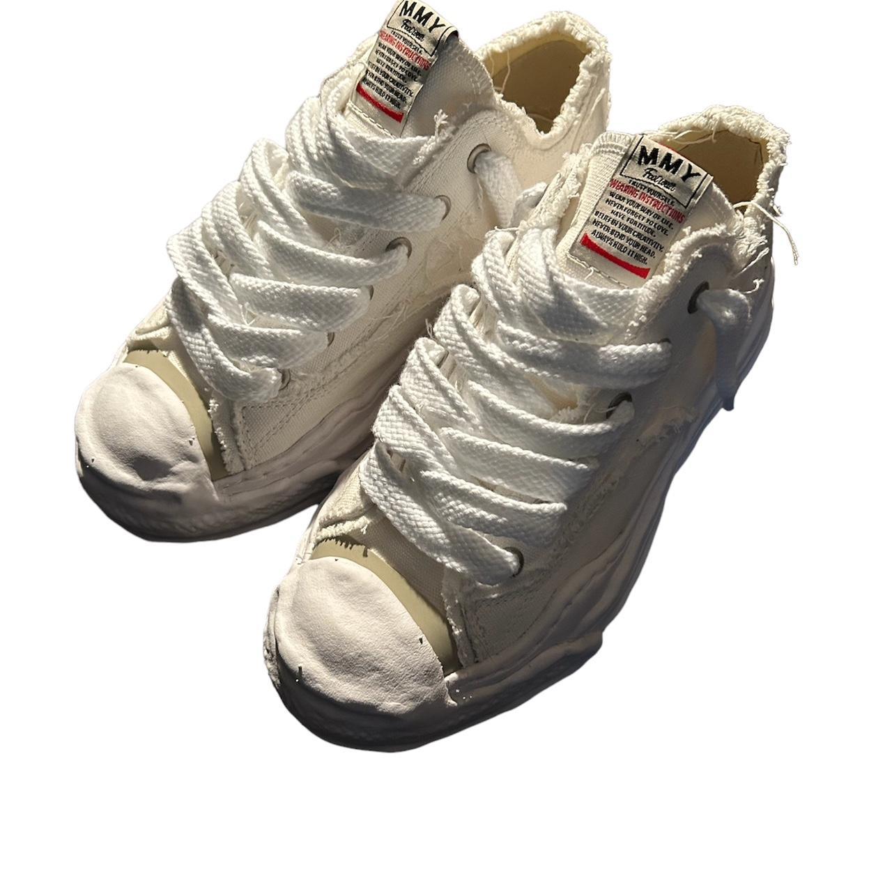 Maison Mihara (white + distressed) Size 44 (Fits a... - Depop