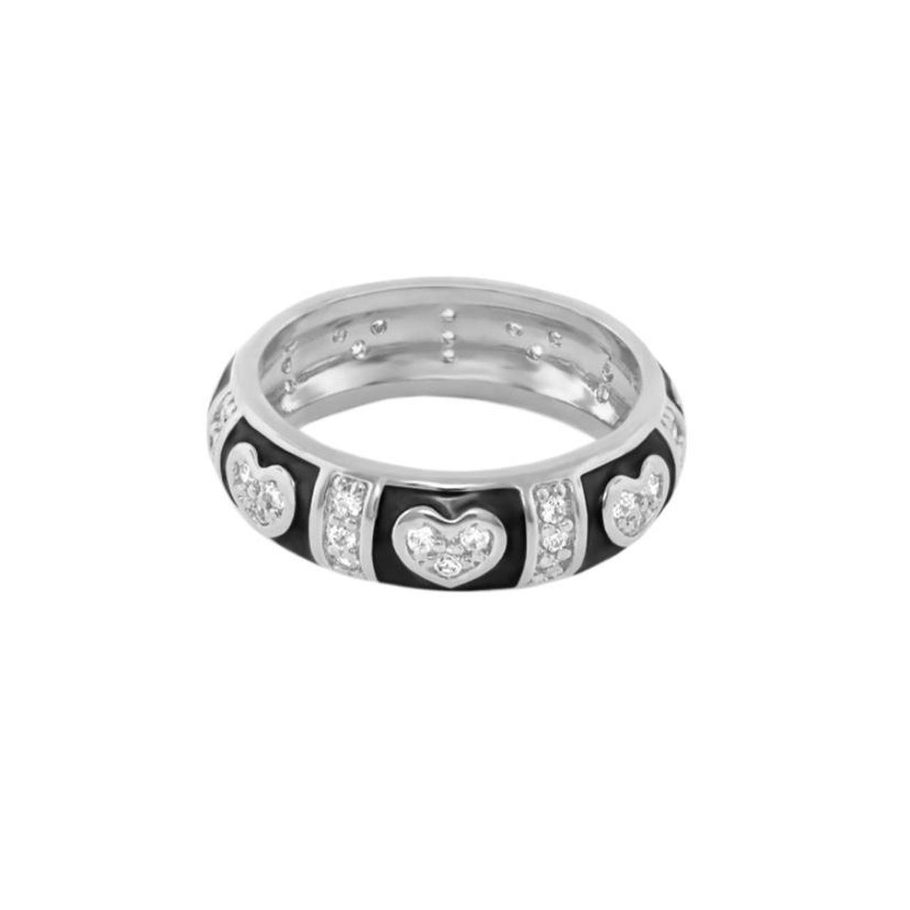 Women's Ring - Silver – STACKABLE RING Black Enam… - image 1
