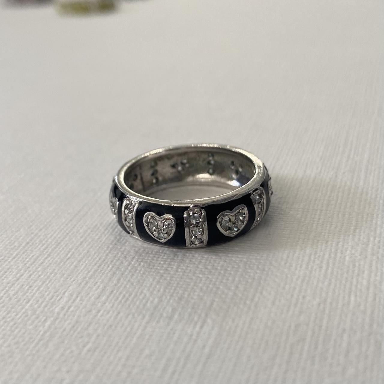 Women's Ring - Silver – STACKABLE RING Black Enam… - image 2