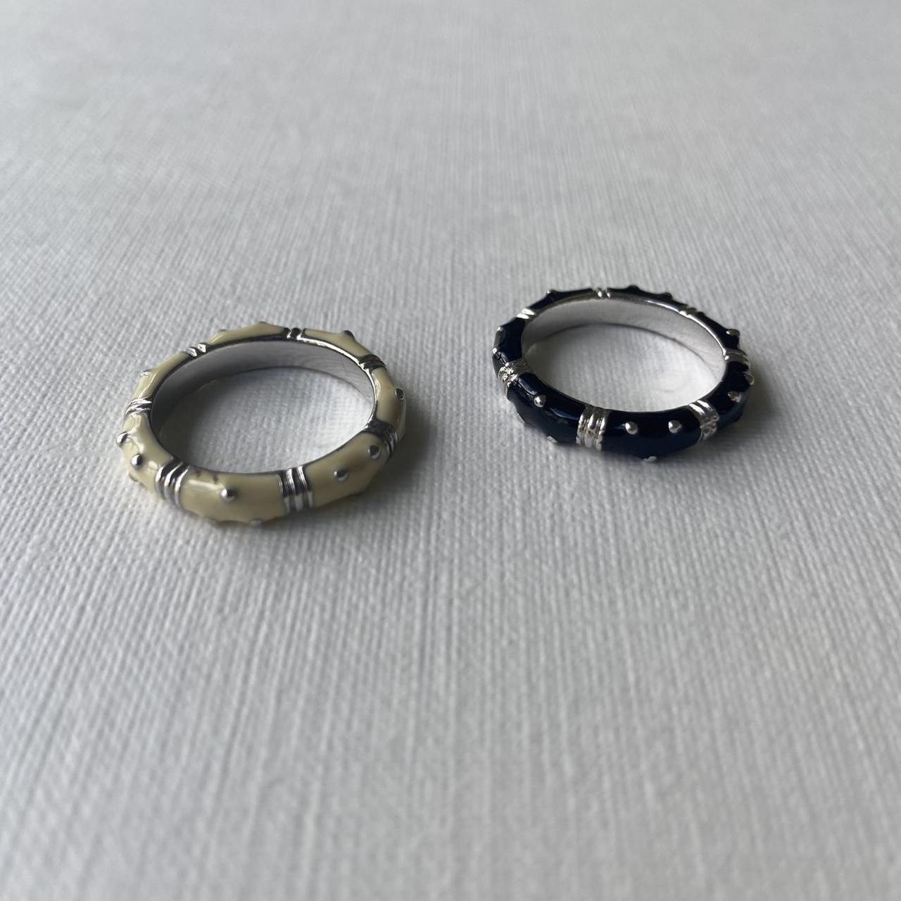 Women's Ring - White/Black – Polka Dot Stackable … - image 1